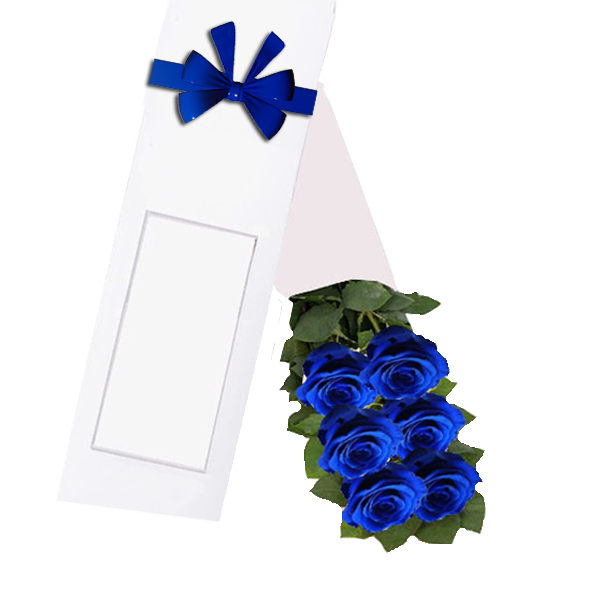 Caja Azul 6 Rosas 